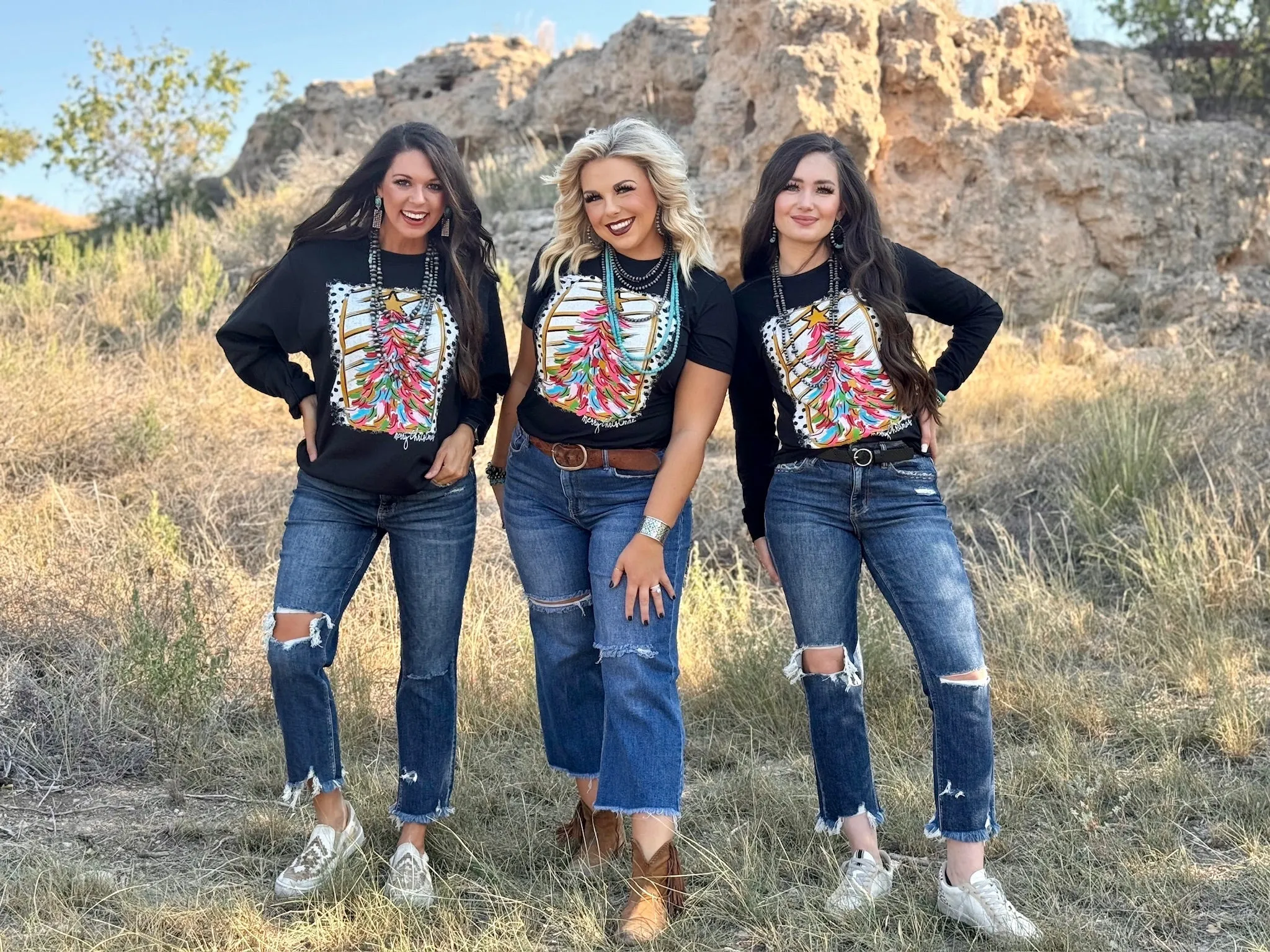 Texas True Threads Paintbrush Christmas Tree Tee
