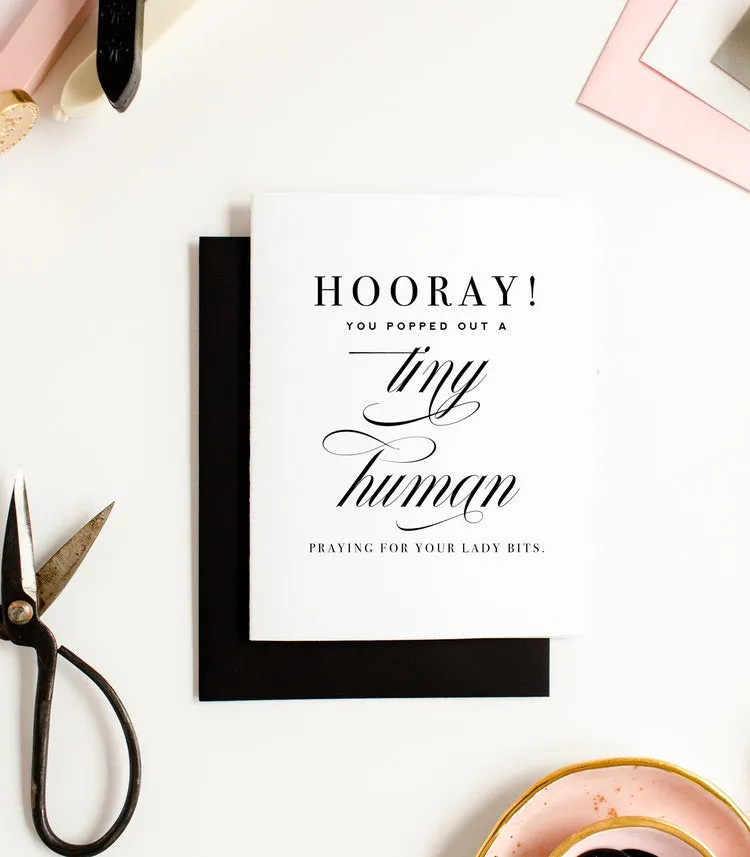 TINY HUMAN AND LADY BITS NEW BABY CARD