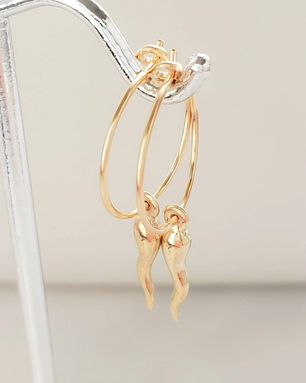 Tiny Italian Horn Hoop Earrings