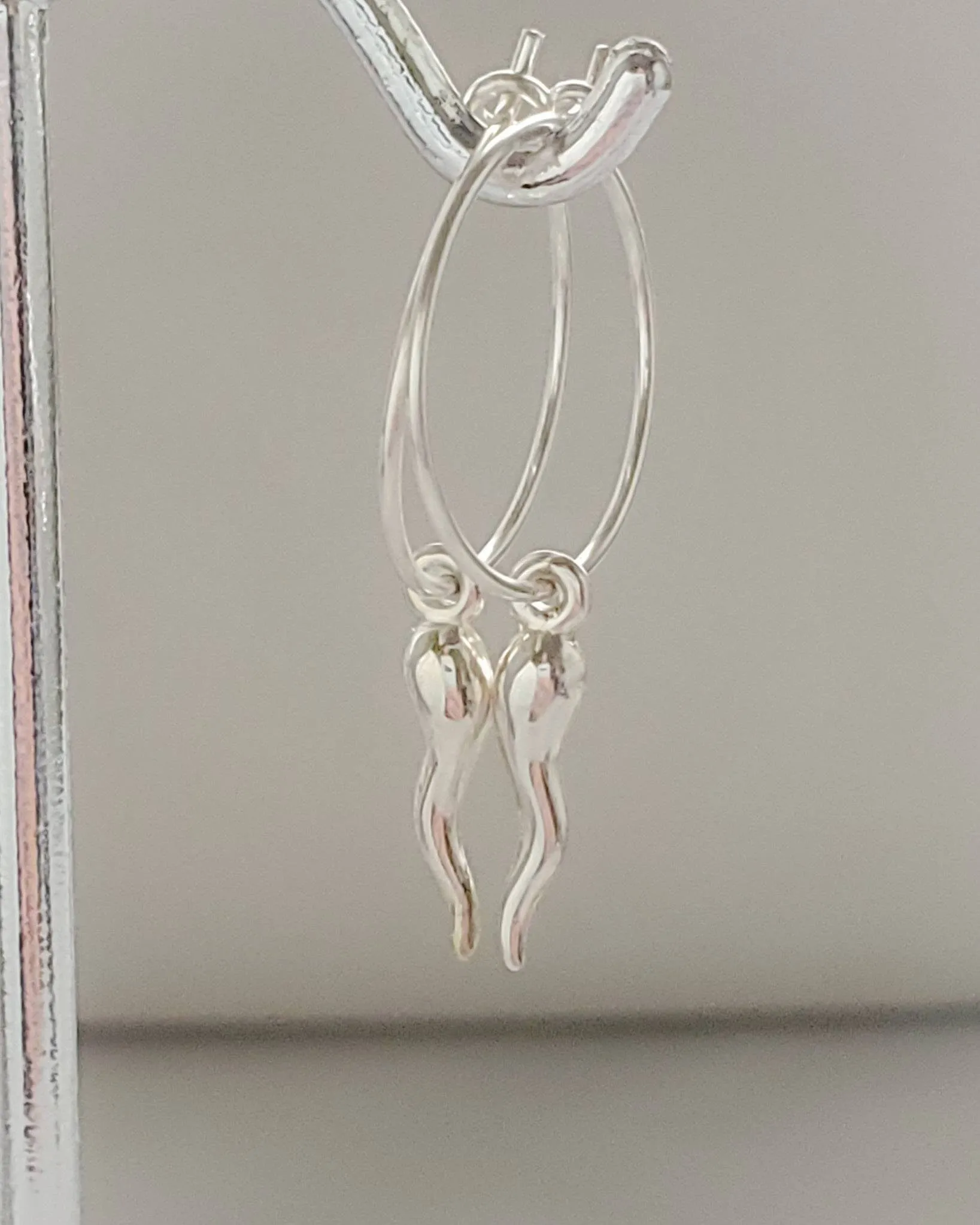 Tiny Italian Horn Hoop Earrings