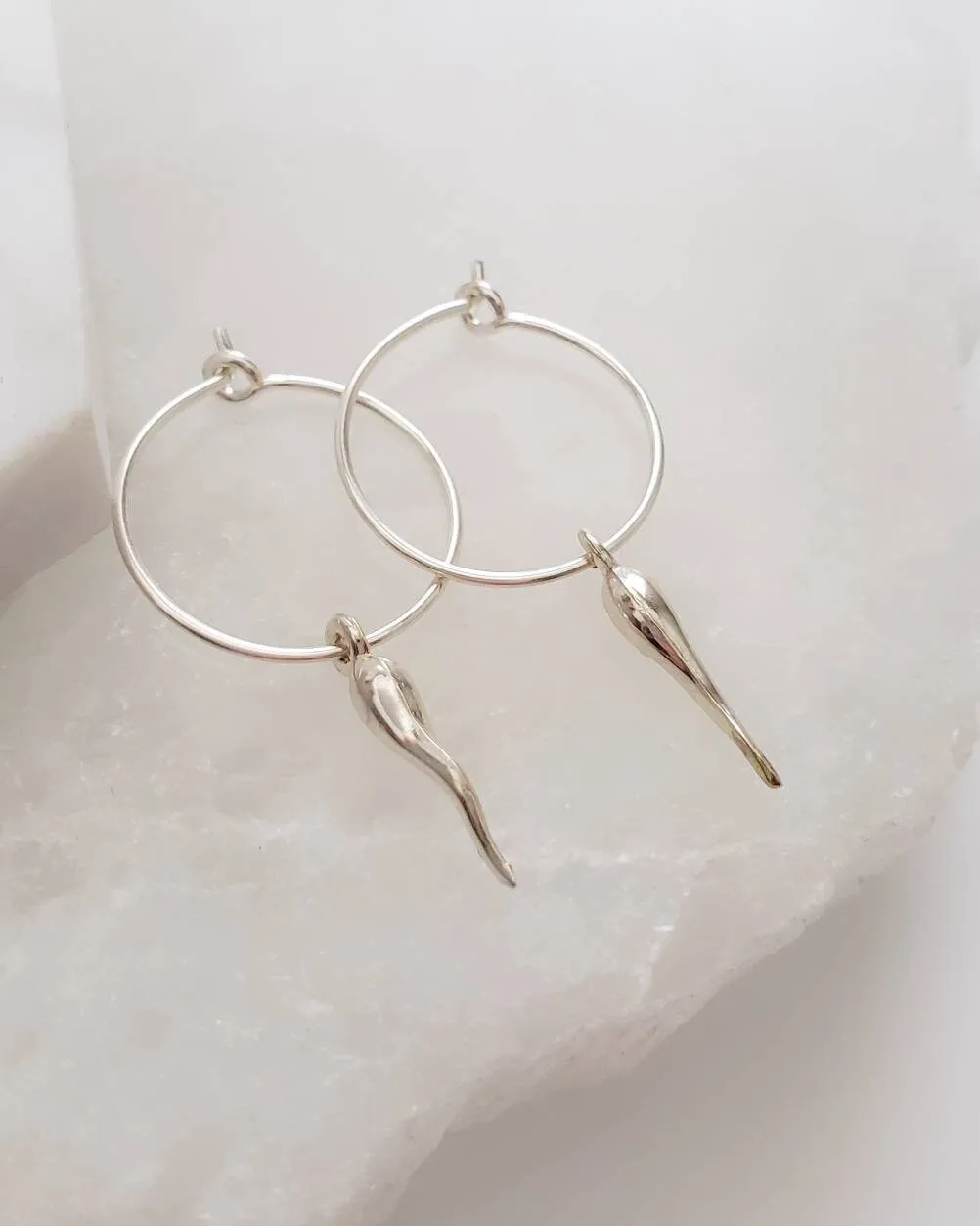 Tiny Italian Horn Hoop Earrings