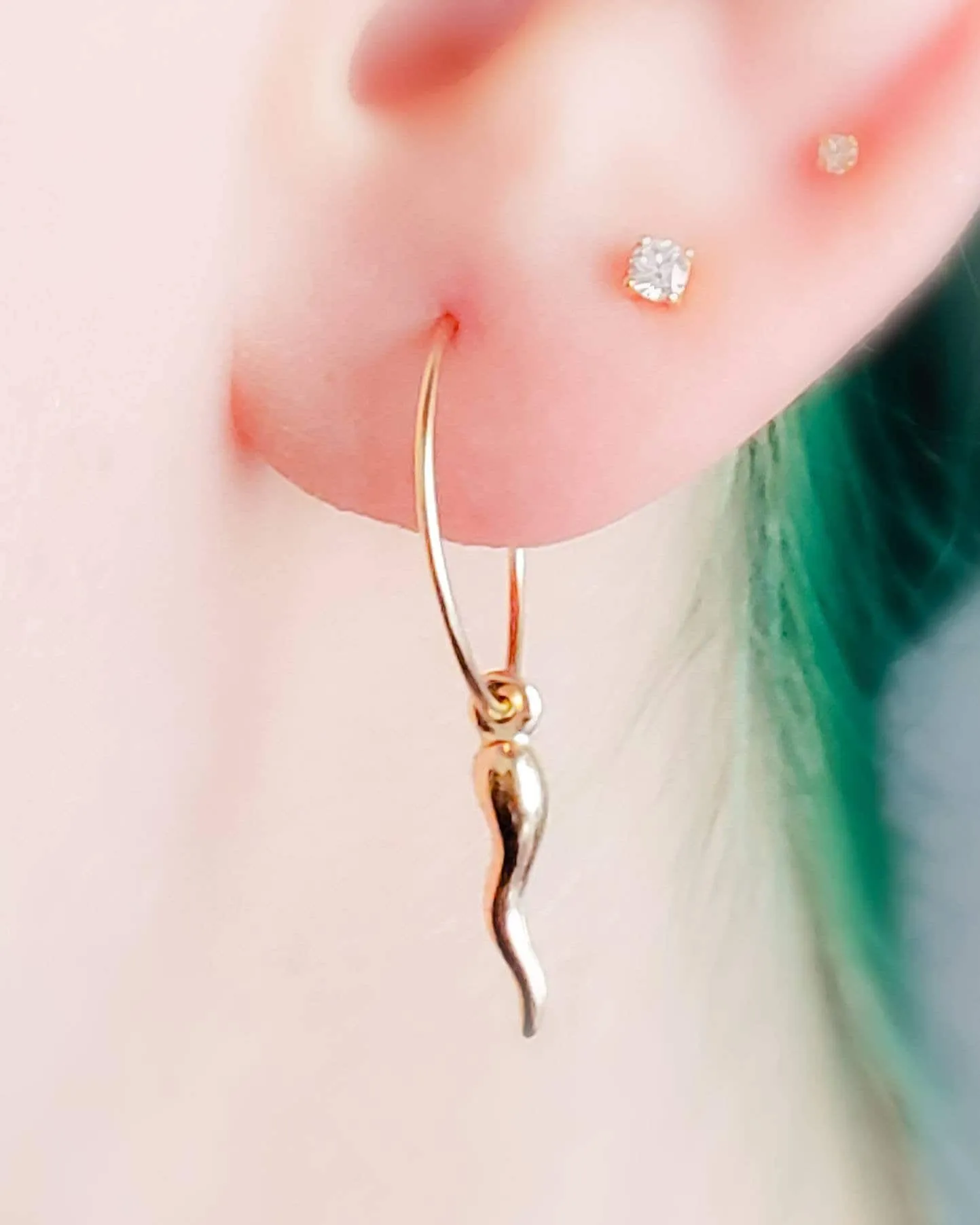 Tiny Italian Horn Hoop Earrings