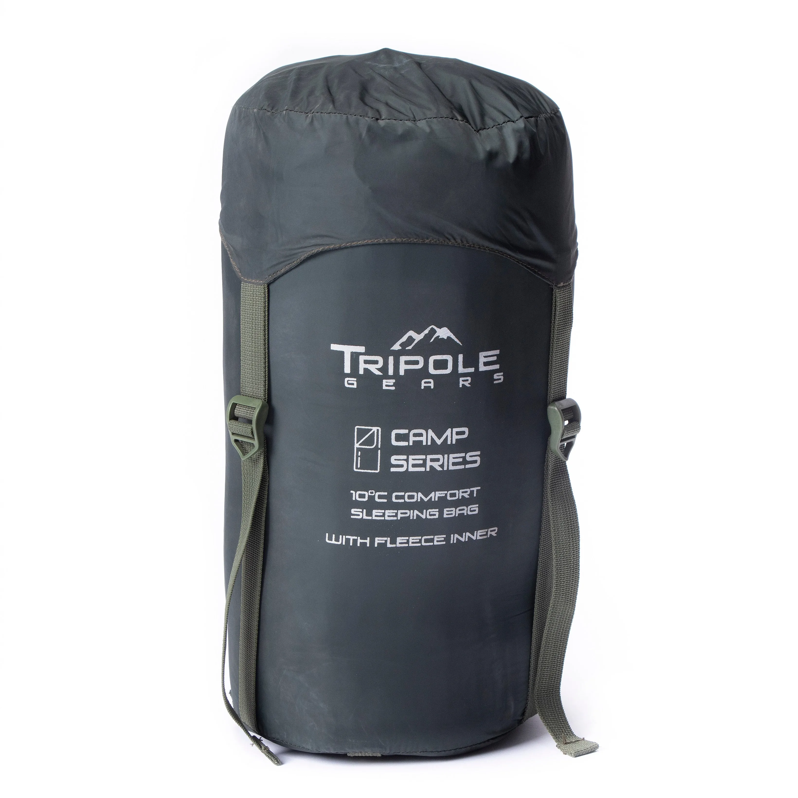 Tripole Camp Series Rectangular Sleeping Bag for Camping and Hiking with Fleece Inner, 10 Degree Comfort (Army Green)