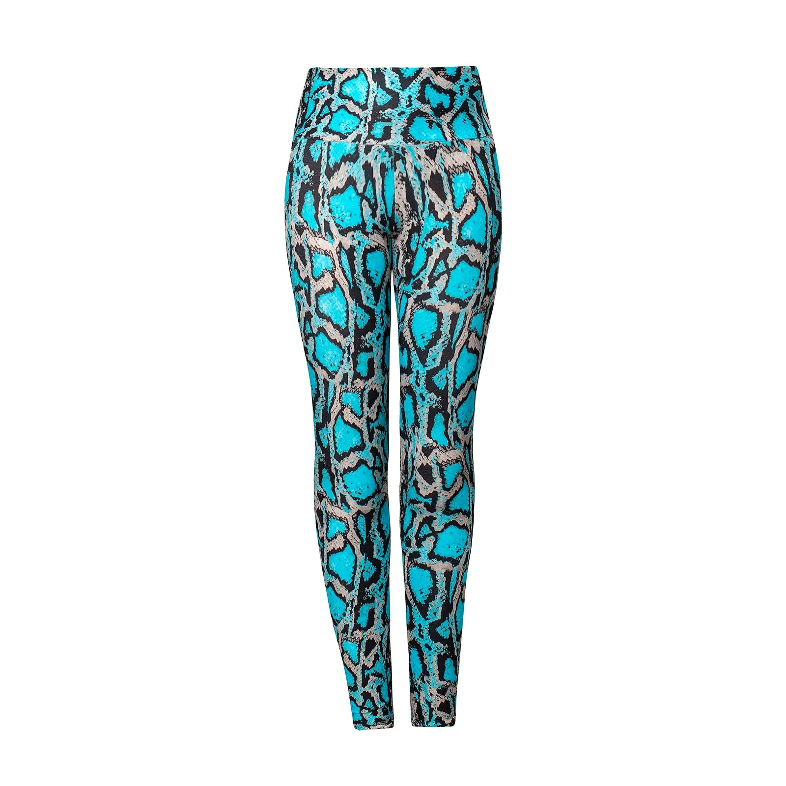 Turquoise High-Waist Snake Skin Leggings For Sale | Animal Print Leggings And Bra