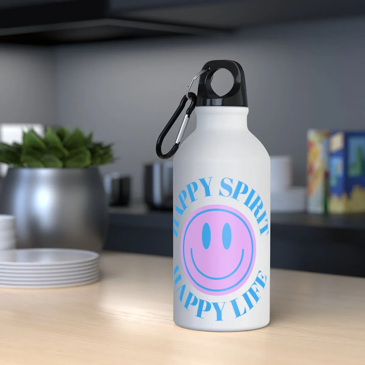 Water Bottle Happy Spirit Happy Life, Aesthetic Pink, Smile Face, Trendy Tumblr Bottle, Tritan Purple Happy Mind Tumbler, BPA Free H2O