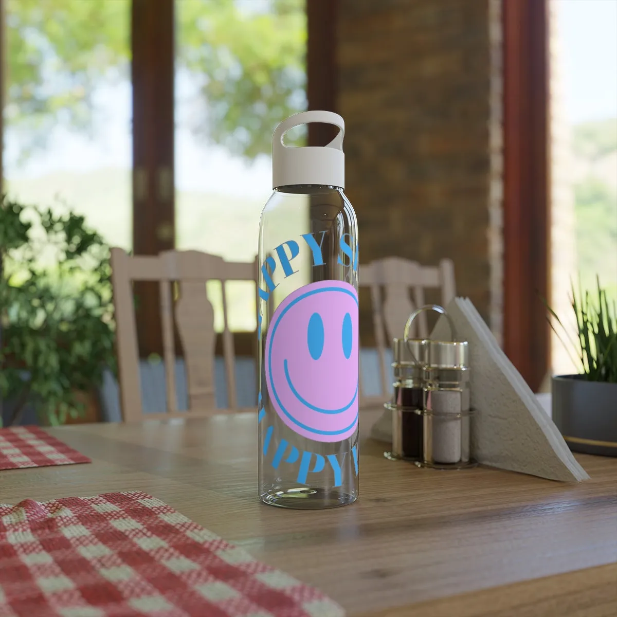 Water Bottle Happy Spirit Happy Life, Aesthetic Pink, Smile Face, Trendy Tumblr Bottle, Tritan Purple Happy Mind Tumbler, BPA Free H