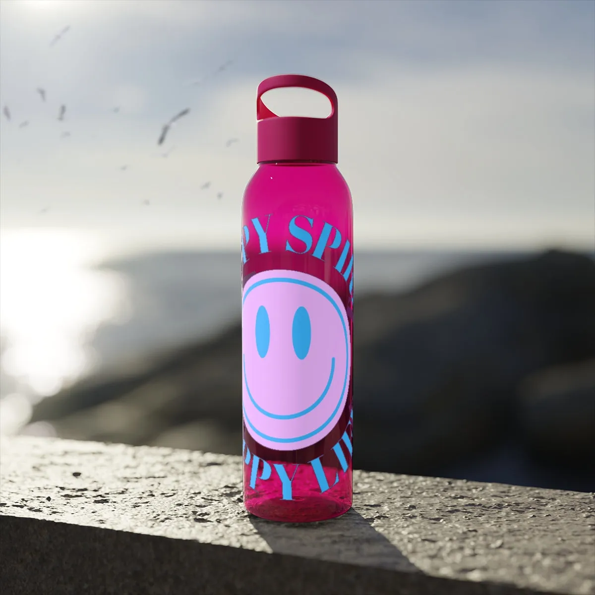 Water Bottle Happy Spirit Happy Life, Aesthetic Pink, Smile Face, Trendy Tumblr Bottle, Tritan Purple Happy Mind Tumbler, BPA Free H