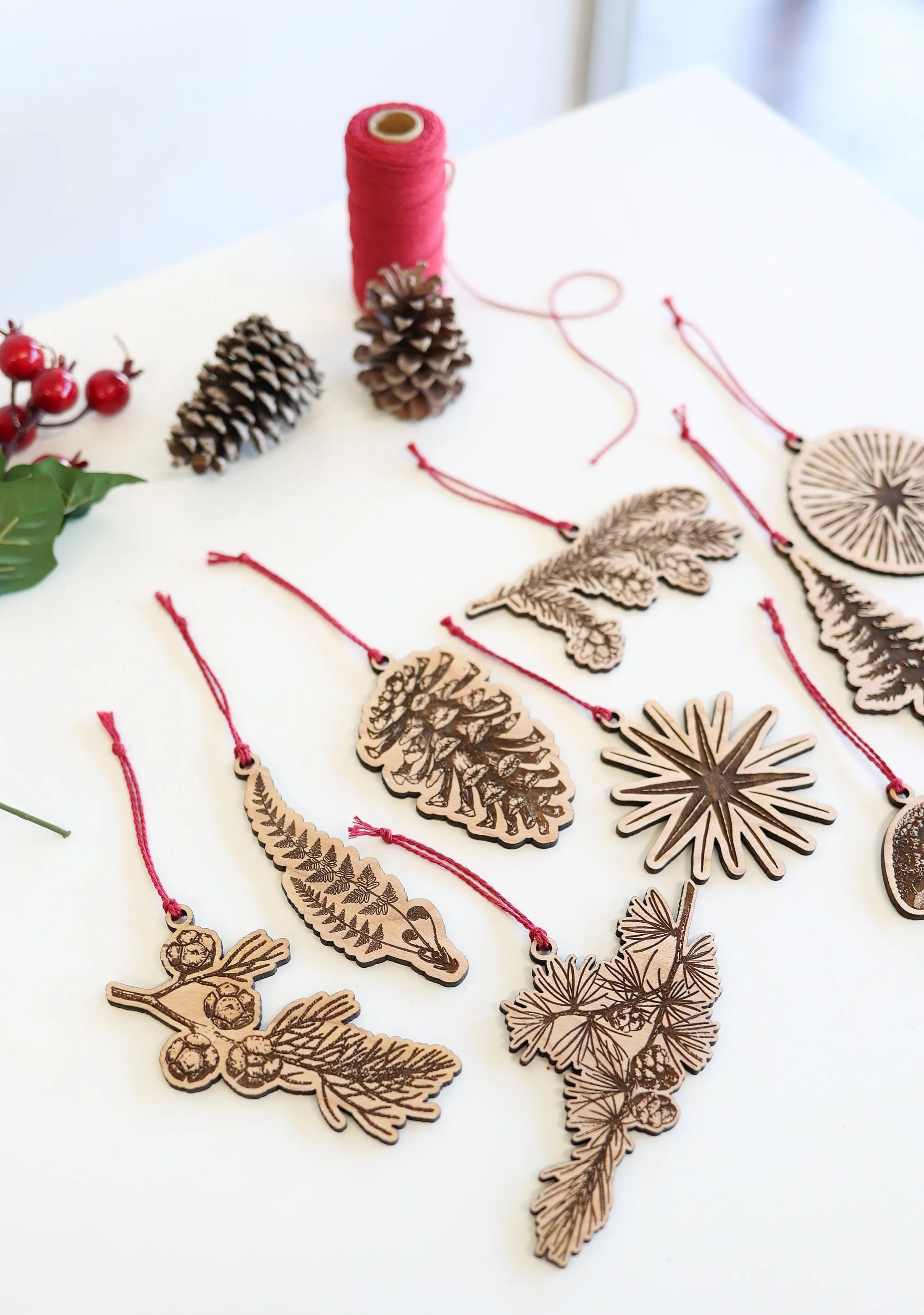 Wooden Fern Frond Christmas Ornament