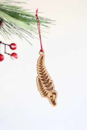 Wooden Fern Frond Christmas Ornament